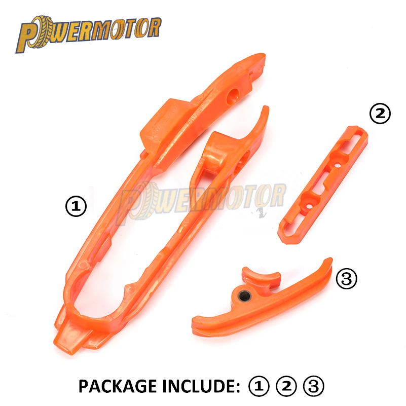 

Orange Chain Slider Sliding Swingarm Guide With Brake Hose Clamp For SX SXF SMR XC XCF 125 150 200 250 350 450 525 2011-2017