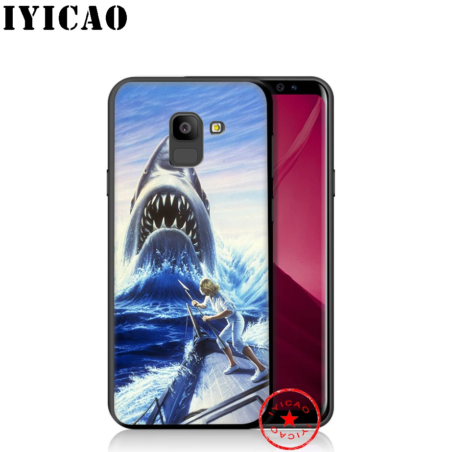 IYICAO Shark Animal Funny Soft Phone Case for Samsung Galaxy A9 A8 A7 J6 A6 Plus 2018 A5 A3 2016 2017 Silicone Cover |