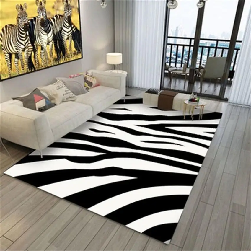 

wonderful Zebra Pattern Carpet Living Room Bedroom Soft Carpets Anti-slip Floor Mats Water Absorption Rugs Home Decor