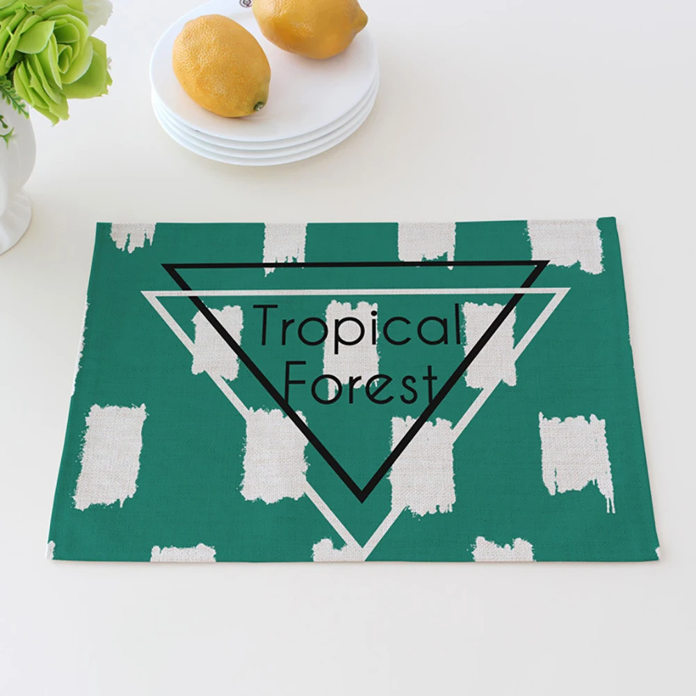 1 шт. коврик для стола с рисунком листьев зеленого растения теплоизоляционный