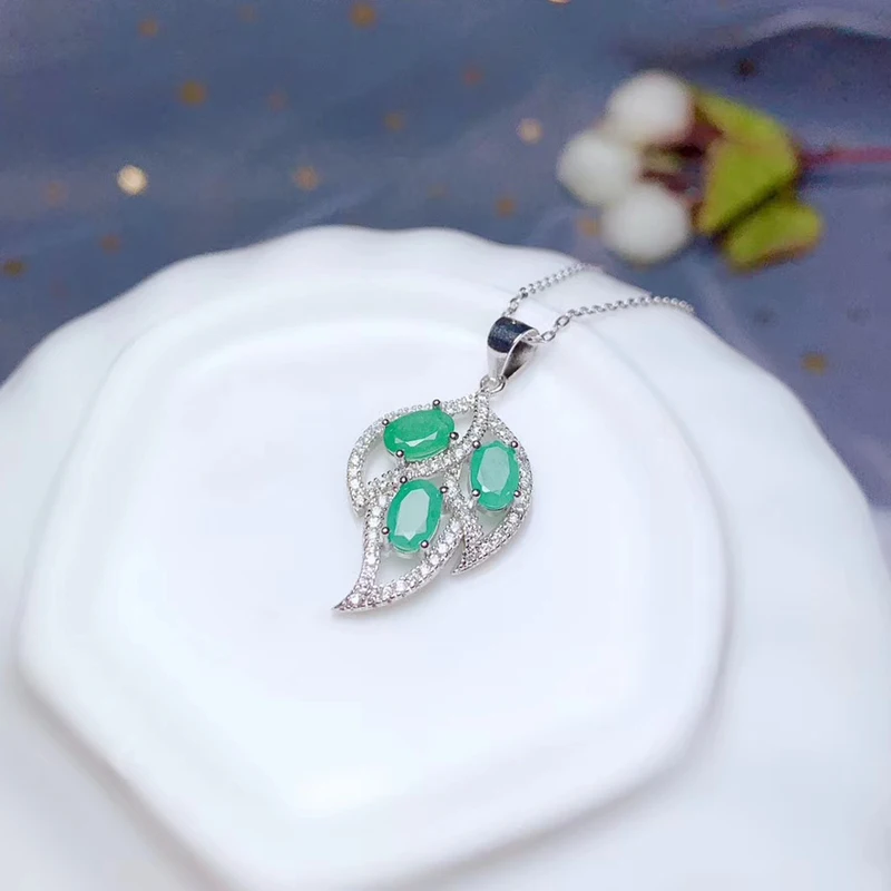 Женская подвеска из 100% натурального изумруда 3 шт. Замбии 925 деталь для молодых