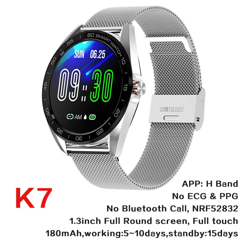 K7 Silver Steel 696 SN80 модный спортивный Полный сенсорный экран Смарт-часы водонепроницаемый датчик движения контроля артериального давления сердечного ритма шагомер - Цвет: K7 Silver Steel