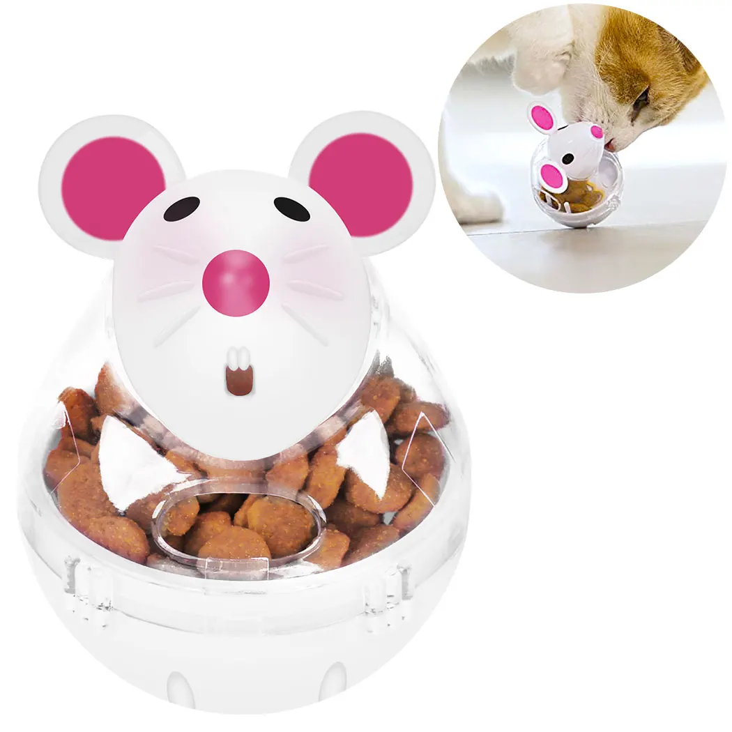 

1pc Cat Food Ball Slow Feed Mice Tumbler Shaped Pet Treat Ball Cat Food Toy Ball Pet Food Ball Cat Feeder Cat Supplies 2 Colors