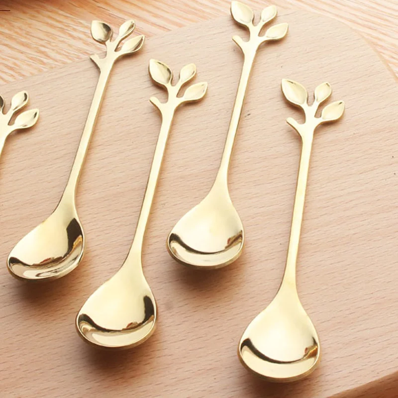 Ложка в скандинавском стиле с листьями креативная ложка из нержавеющей стали