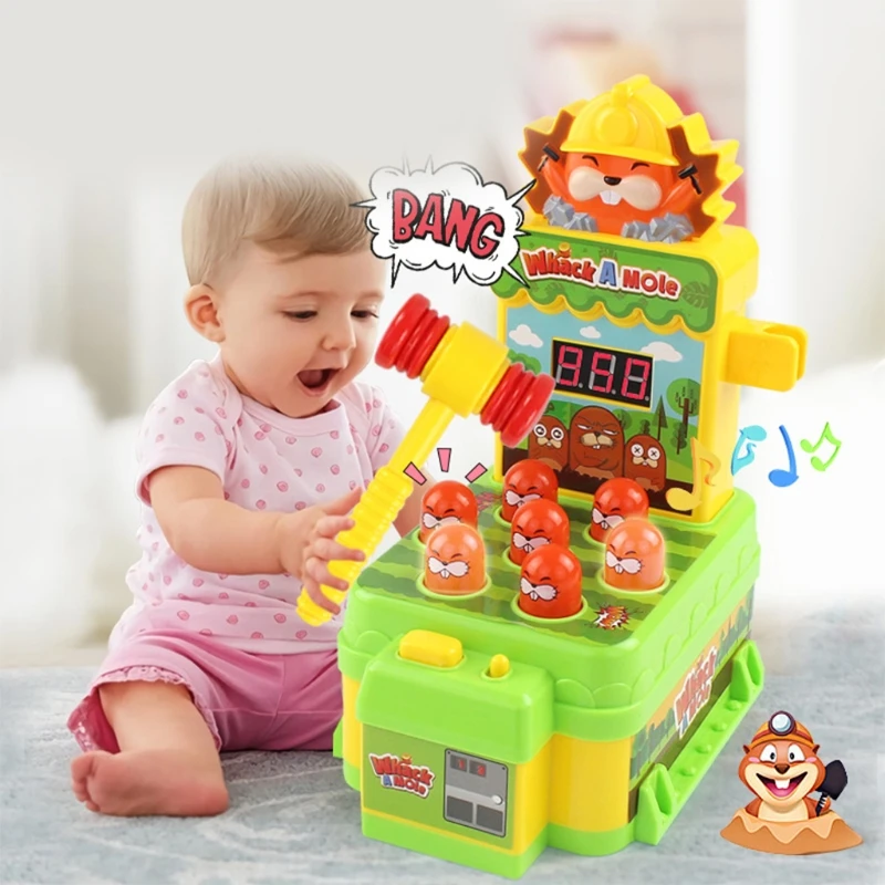 

Mini Electronic Arcade Game Hammering Gopher Game Toys Toddlers Educational Interactive Toy with 1 Hammer Coin Game Toy