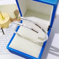 genuine 999 sterling silver bracelet precious frosted glossy bamboo joint pure silver luxury jewelry adjustable opening bangle