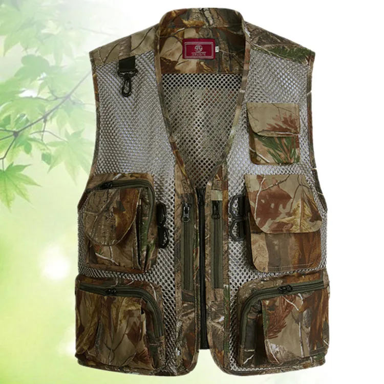 Мужской Камуфляжный жилет без рукавов с несколькими карманами для охоты на рыбу