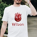Футболка из 100% хлопка для игры в волейбол Cast Away Wilson, забавная футболка с фильмом, топы, футболки