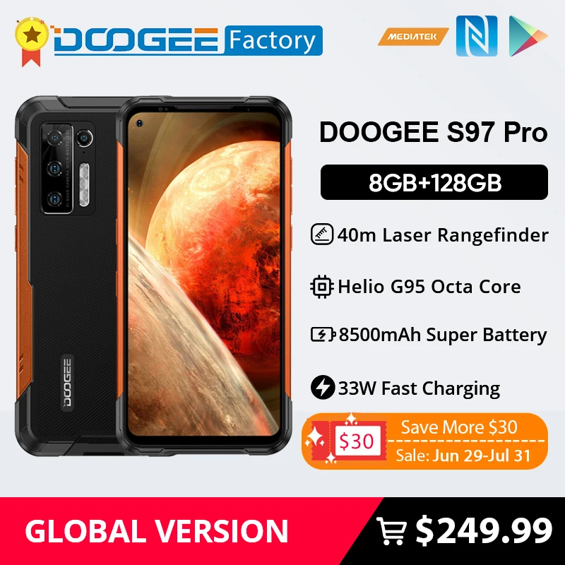 DOOGEE S97 Pro смартфон с восьмиядерным процессором Helio G95 ОЗУ 8 ГБ ПЗУ 128 48 МП 8500