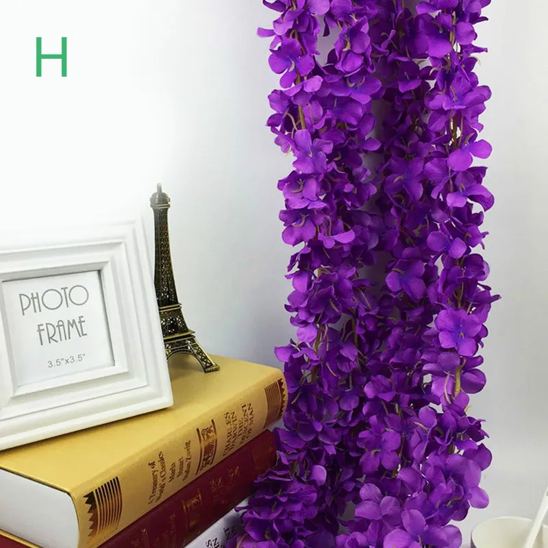H DIY красочные искусственные шелковые фиолетовые плюща Висячие Цветы для гирлянды настенные Висячие растения Свадебные вечерние украшения для дома и сада - Цвет: H