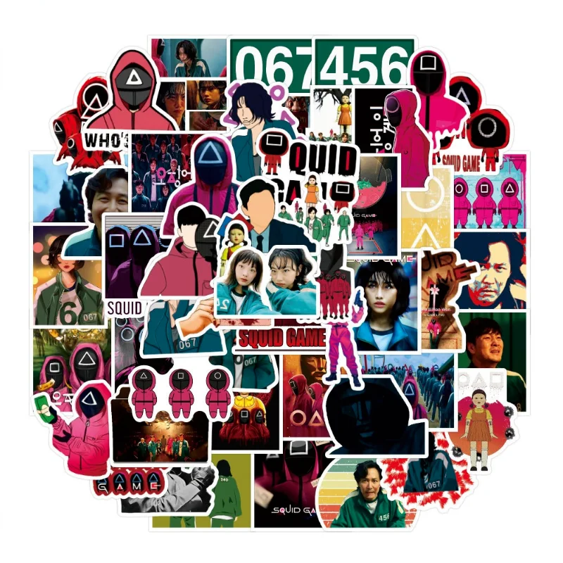 

50pcs Squid Game anime figure Stickers toys Waterproof Decal Sticker toy to DIY Laptop Guitar Phone Bike Car Fridge Luggage