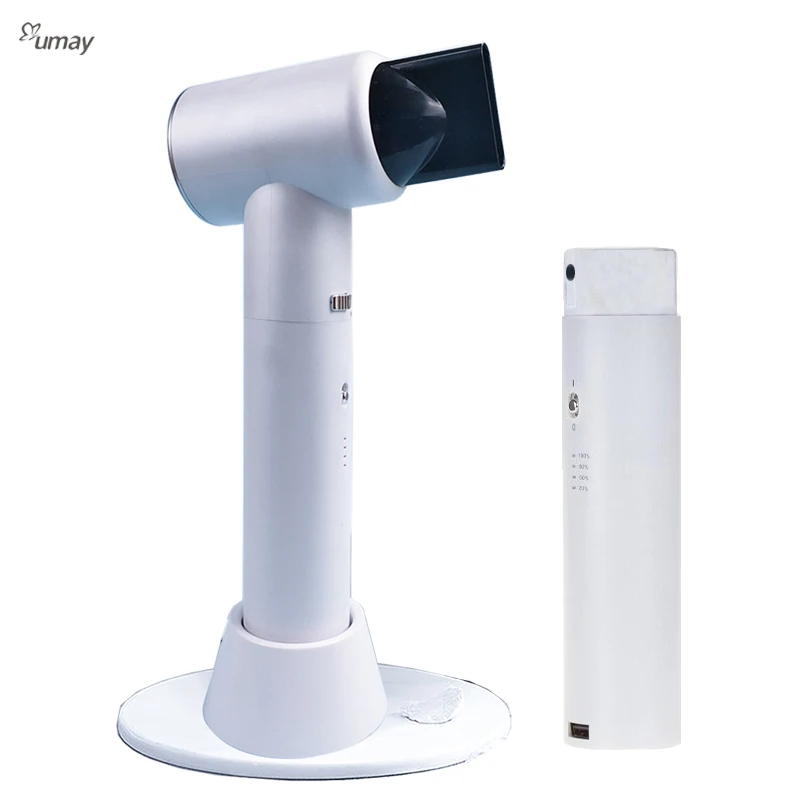 

Wireless Hair Dryer with 2 Battery Intelligent Blower USB Interface Leather Package Blower and Battery Removable Outdoor Travel