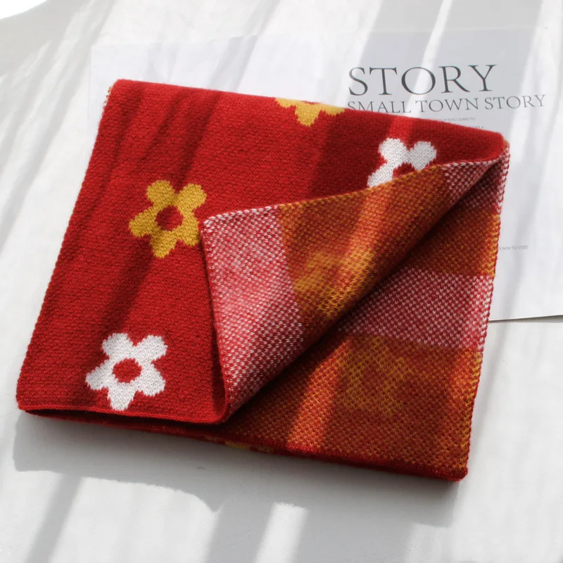 Женский вязаный цветочный шарф корейский теплый шерстяной для японских учеников