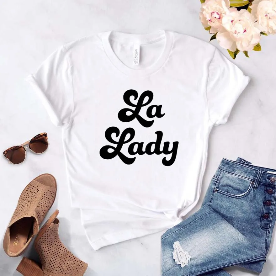 

Women T Shirt La Lady Letters Print Tshirt Women Short Sleeve O Neck Loose T-shirt Ladies Summer Causal Tee Shirt Clothes Tops