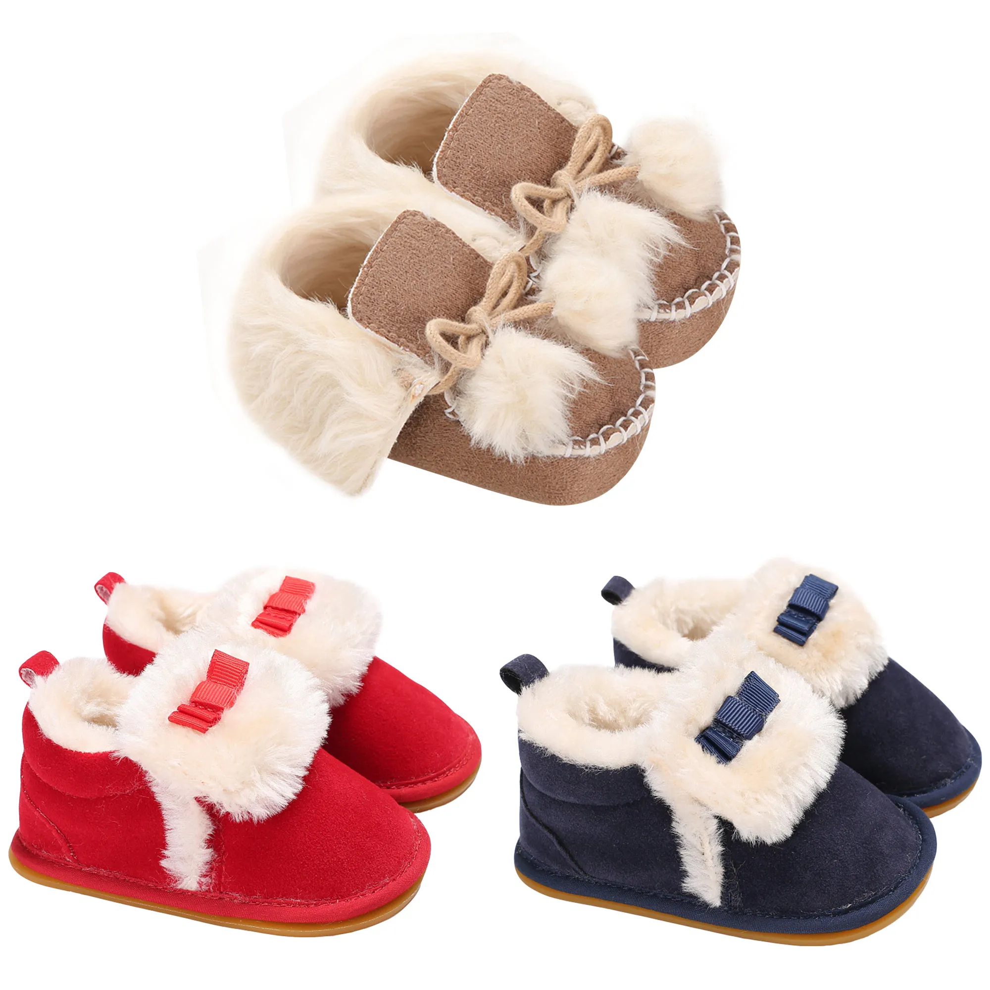 0-24m Kids Cute Baby Girls Shoes Plus Velvet Warm Toddler Sneakers Infant Prewalker Fashionable First Walkers Anti-Slip Footwear