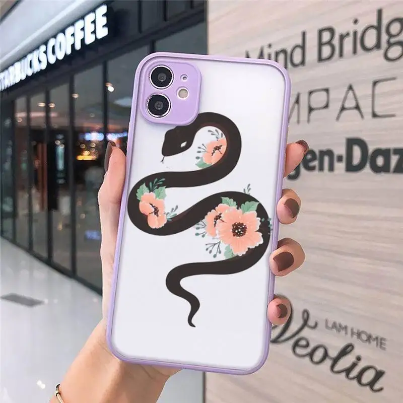 

Snake art cartoon pattern Phone Cases matte transparent For iphone 7 8 11 12 plus mini x xs xr pro max luxury shell cover