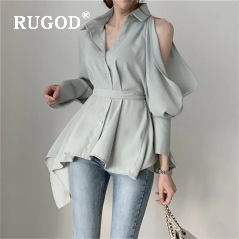 RUGOD 2020 Новое поступление женская блузка Шикарная стильная с открытыми плечами и