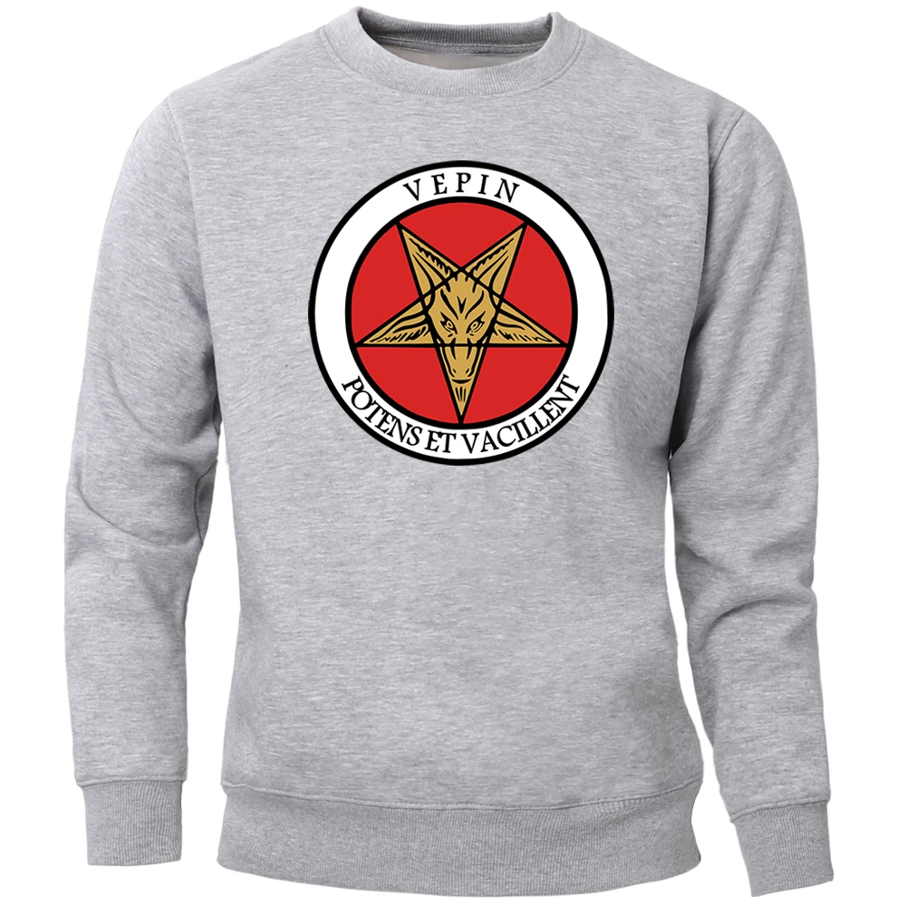 Толстовки мужские с козьей головой сатаны свитшот круглым вырезом свободный