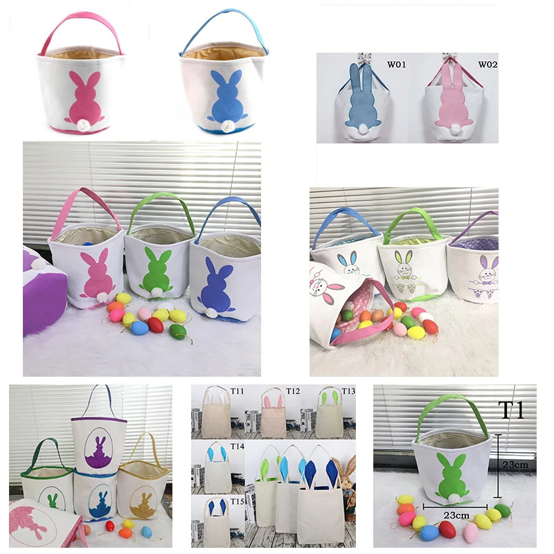 Оптовая продажа Пасхальный кролик сумки 40 шт./лот стилей Монограмма холст ведра