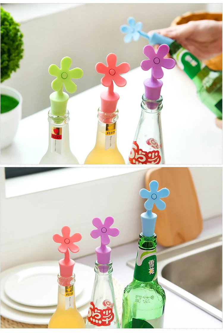 1 шт. силиконовые пробки для бутылок вина в форме цветка|Пробки вина| |