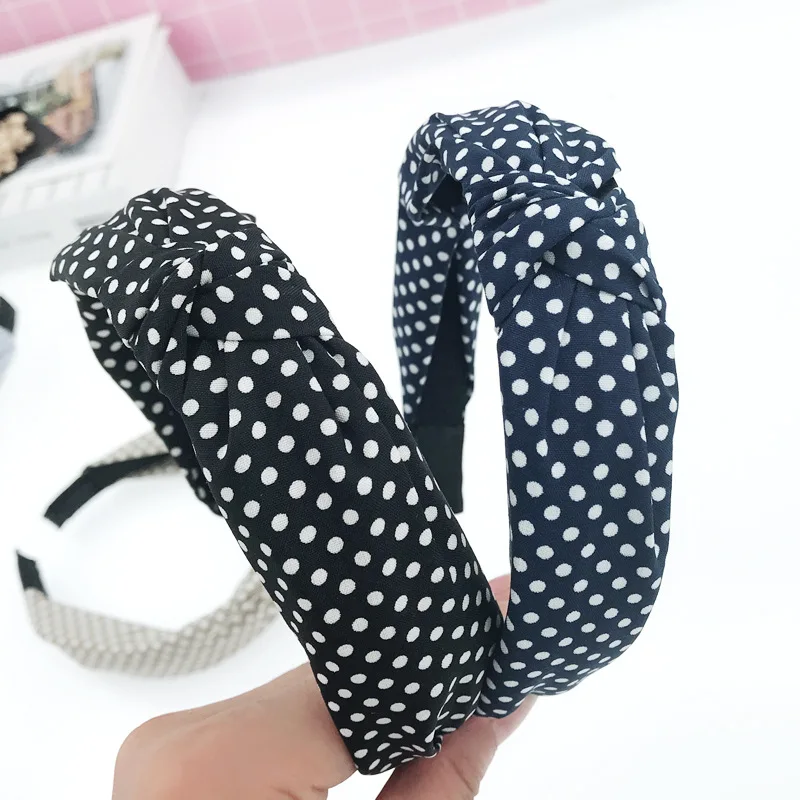 Ins знаменитостей модная в горошек с бантом для волос эластичная повязка на голову