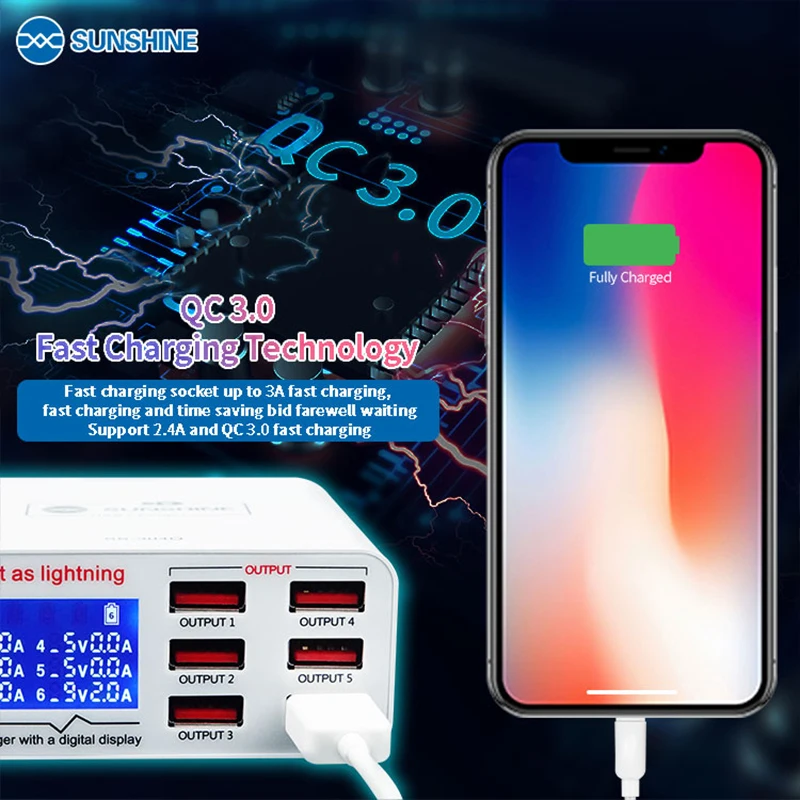 Умная Быстрая зарядка USB 3 0 А поддержка QC Высокая Совместимость с IPAD/iPhone HUAWEI XIAOMI