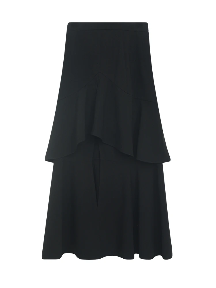 

Asymmetric Ruffled Split A- Line Mid-Length Chiffon Dress Women's 2021 New Spring Summer Loose Split Long Skirt Femme Trendy