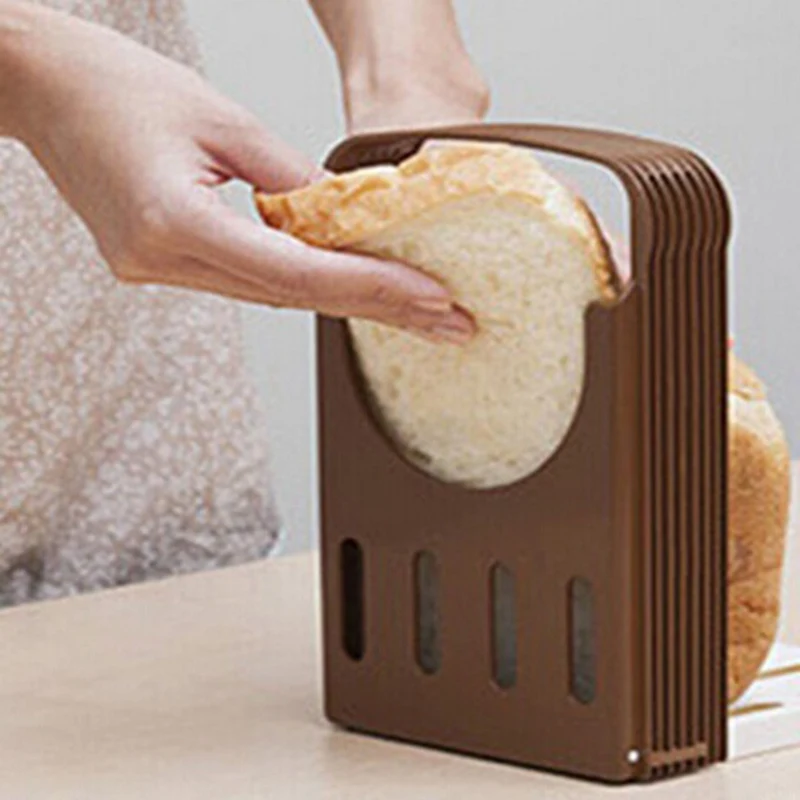 

Toast Bread Slicer Plastic Foldable Loaf Cutter Rack Bakeware Cutter Loaf Toast Mold Guide Slicing Tools Kitchen Accessories