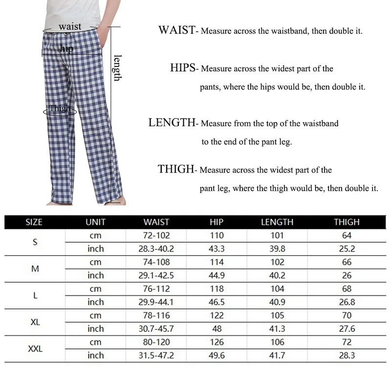 

Men's Plaid Sleep Pajama Home Pants Cotton Sleep Bottoms Plus Size Sleepwear Pajama Men Loose Drawstring Pants Comfortable Pants