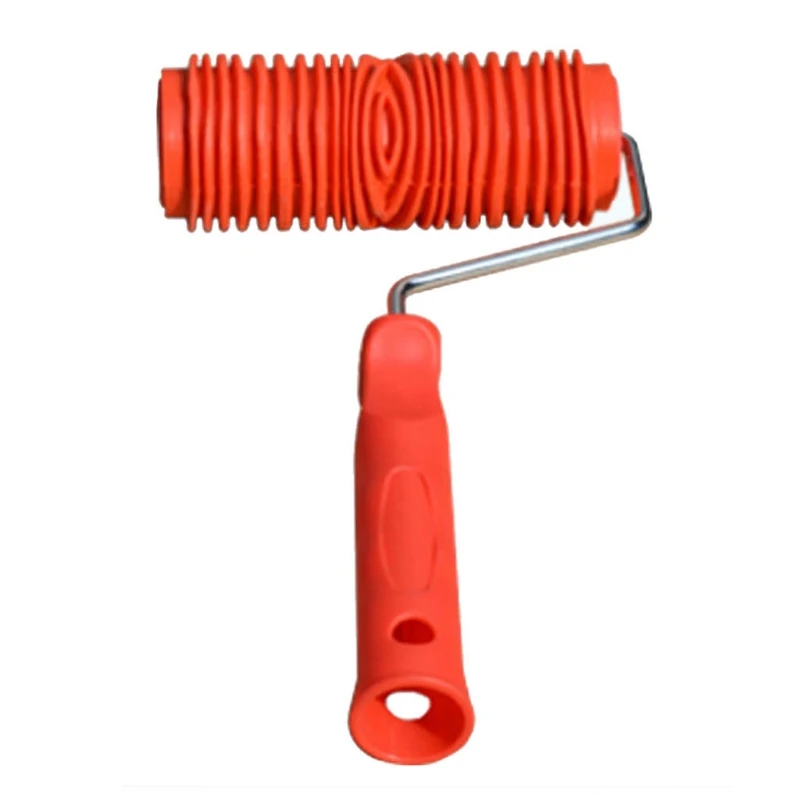 

W3JA Wood Pattern Roller Paint Brush with Handle Rubber Wood Graining Knurling Tool