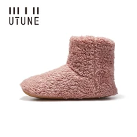 utune high top mute winter women slippers indoor fluffy warm mens boots anti slip for wooden floor silent home shoes suede sole