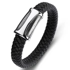 Многоцветный плетеный кожаный браслет, Мужские Винтажные Ювелирные изделия в стиле панк, браслеты из нержавеющей стали с подвесками для вечеринок, мужской браслет P106