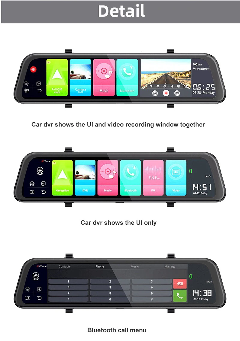 Bluavido 1" ips 4G Android 8,1 Автомобильное зеркало заднего вида DVR камера gps 2GB ram ADAS WiFi Bluetooth FHD 1080P видеорегистратор