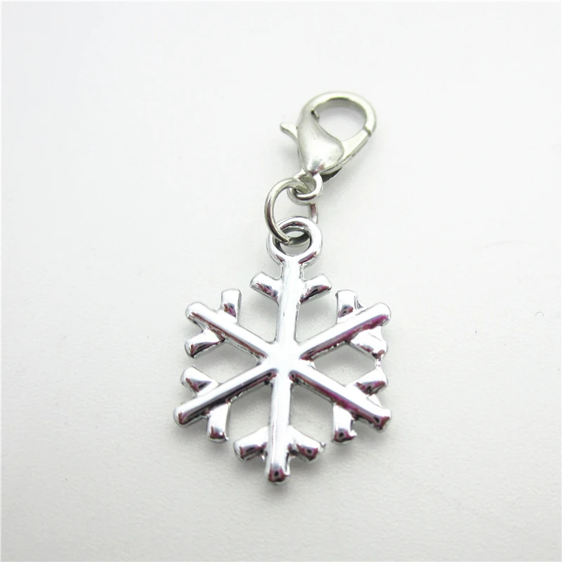 

Hot selling 50pcs/lot Snowflake dangle charms lobster clasp charms DIY Bracelet&Bangles Jewelry fittings charms pendant charms