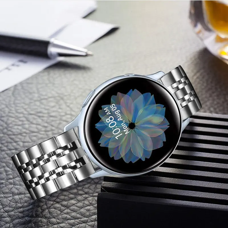 

For Samsung Galaxy Watch Active 2 Band 44mm 40mm Screen Protective Case 20mm Stainless Steel Strap for Galaxy Watch Active 2