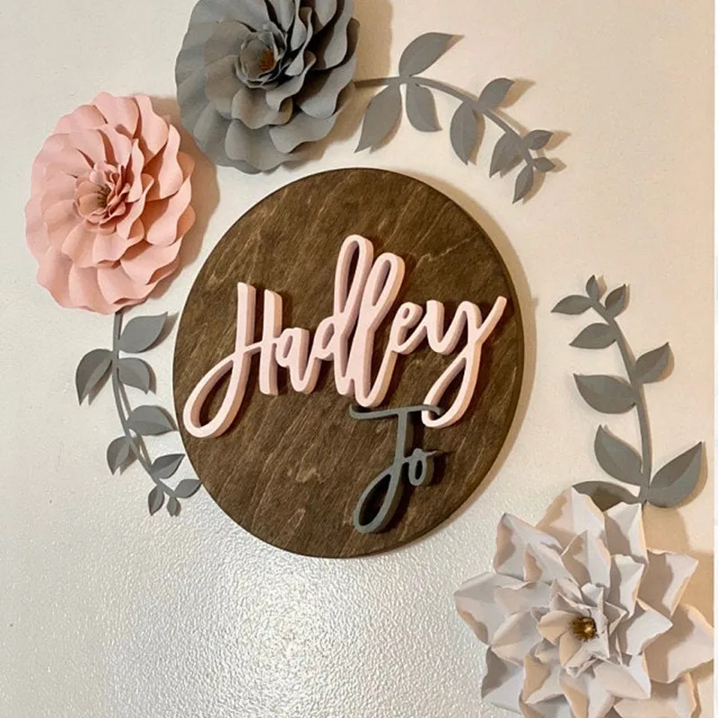 Деревянный 3d знак с именем для детской комнаты украшение гравировкой на заказ