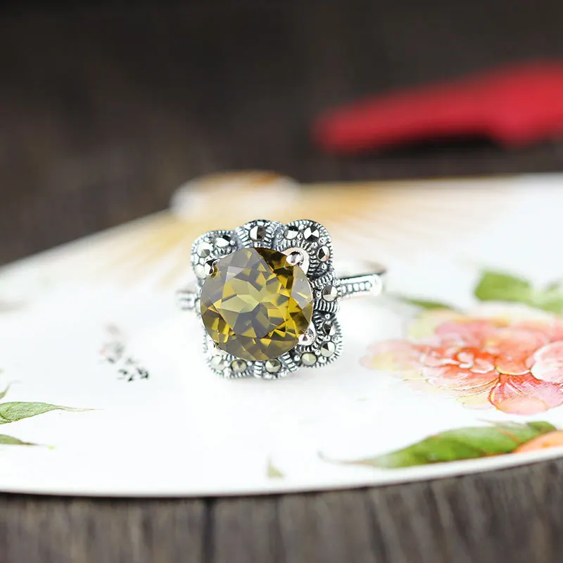 Подлинное Твердое Серебро 925 пробы винтажные Ретро Кольца для женщин гранат