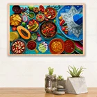 Мексиканская еда смесь Холст Картина красивый цвет мексиканская еда фон для кухни стены искусства Декор подарок