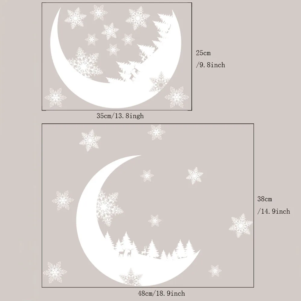 

Snow Moon Christmas Window Stickers DIY PVC Glass Wall Art Wall Decals Adhesive Wallpaper New Year Home Decor Waterproof Sticker
