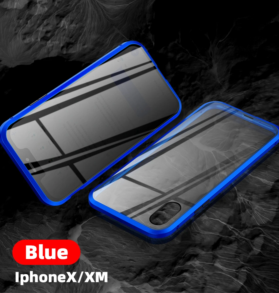 Защитный Магнитный чехол из закаленного стекла для iPhone 11, 11pro, XS MAX, XR, X, противоскользящий магнит, металлический бампер для iPhone 8, 7, 6, 6S Plus