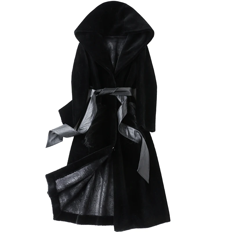 Женская шерстяная куртка с капюшоном из натуральной овечьей шерсти карманами