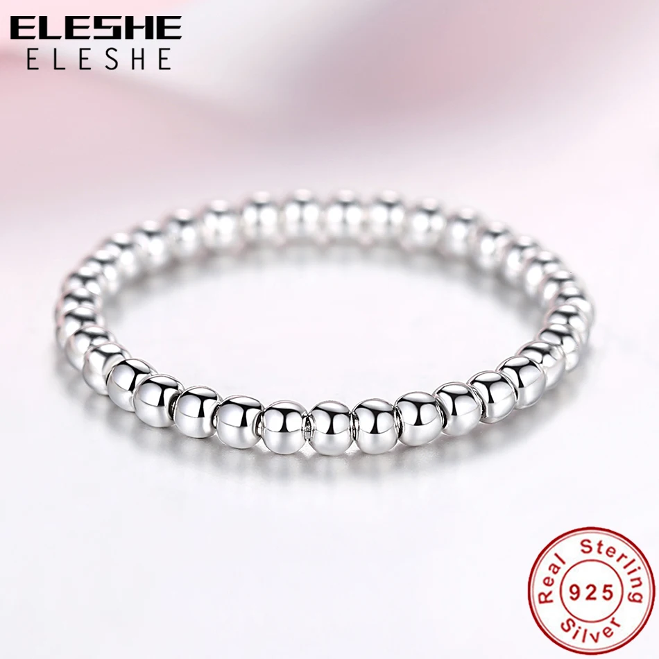 ELESHE, новинка, модные кольца на палец, прозрачные, CZ, кристалл, бусинки, кольца для женщин, 925 пробы, серебряное кольцо для женщин, свадебные, подлинные ювелирные изделия