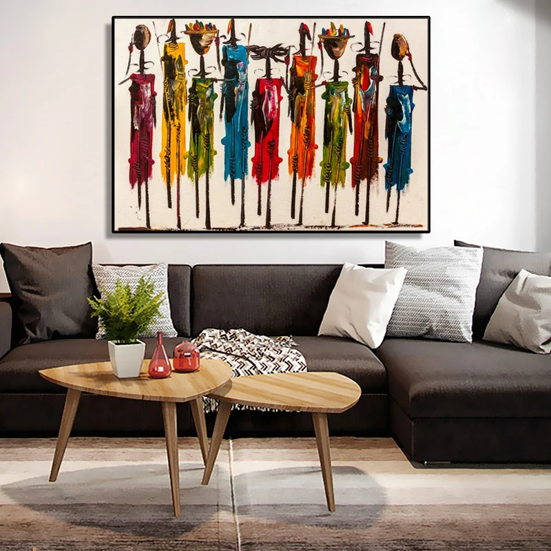 

Abstract African Woman Oil Painting On Canvas Posters And Prints Wall Art Portrait Pictures For Living Room Home Decor