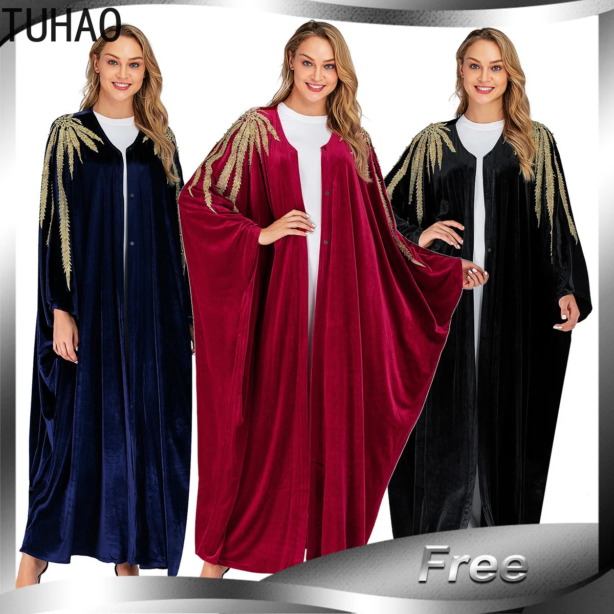 TUHAO мусульманское женское платье с длинным рукавом бархатная вышивка Дубай макси