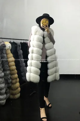 beige Женский жилет из искусственного меха лисы для куртка Женское пальто толстый теплый жилет Модные длинные меховые пальто CA3249 - Цвет: beige