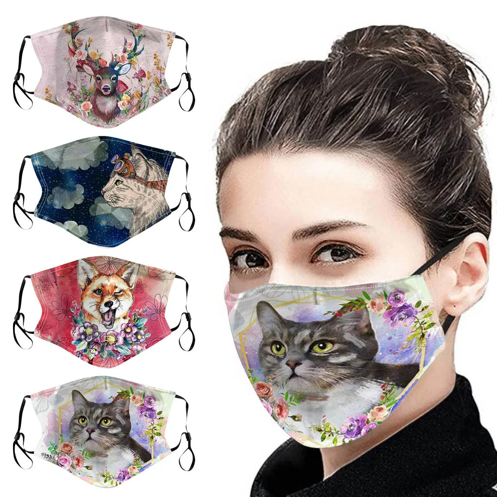 Милые Маски в виде животных кавайная маска с принтом кошек собак пылезащитные