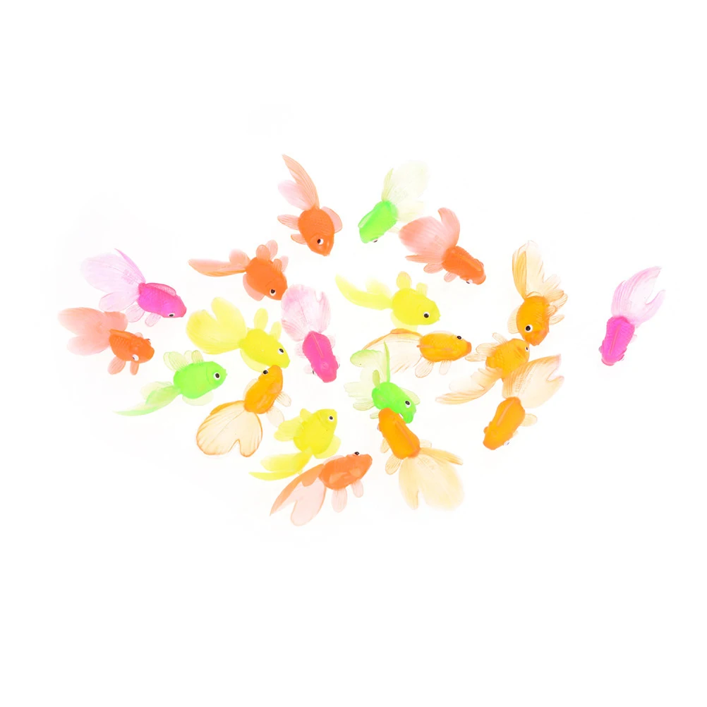 

Wholesale 20pcs/pack 4cm mini colorful Plastic Simulation vivid Small Goldfish Soft Rubber Gold Fish Random Color