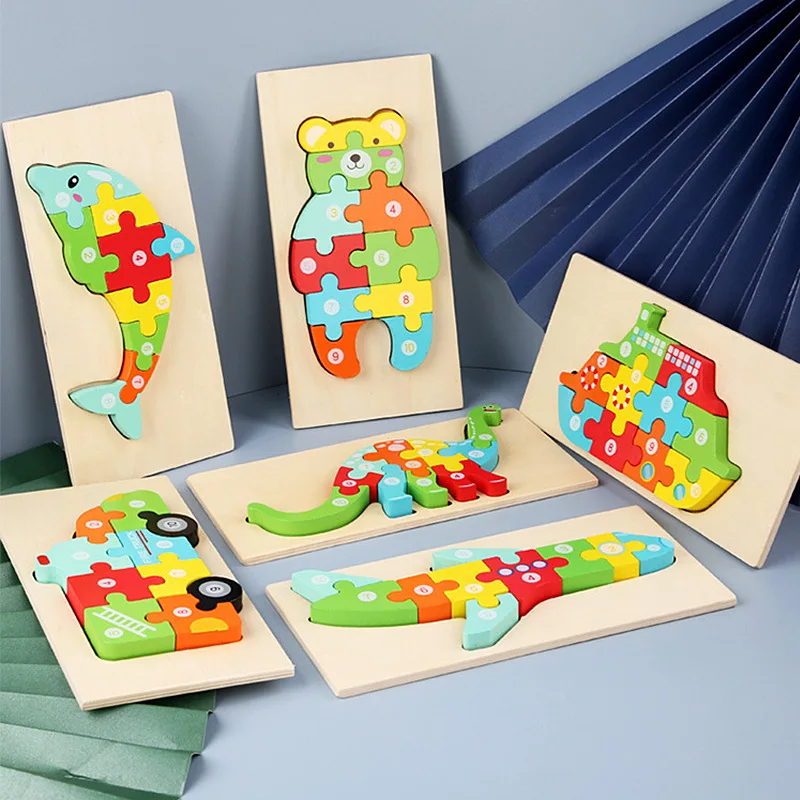 

CPC Wooden 3D Puzzle Wooden Kindergarten 10 Pieces Animal Enlightenment Educational Game Early Childhood Jigsaw Cognitive Toys