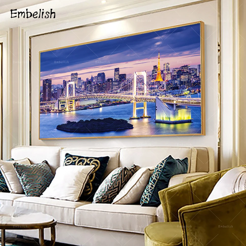 

1 Pieces Quality HD Spray On Canvas City Landscape Paintings For Living Room Modern Home Decor Pictures Wall Art Posters