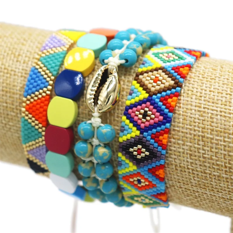 

GRAPES MIYUKI Bracelet Fashion Summer Beach Shell Charm Bracelets Geometric Pattern Pulseras Mujer Moda 2021 New Female Gifts